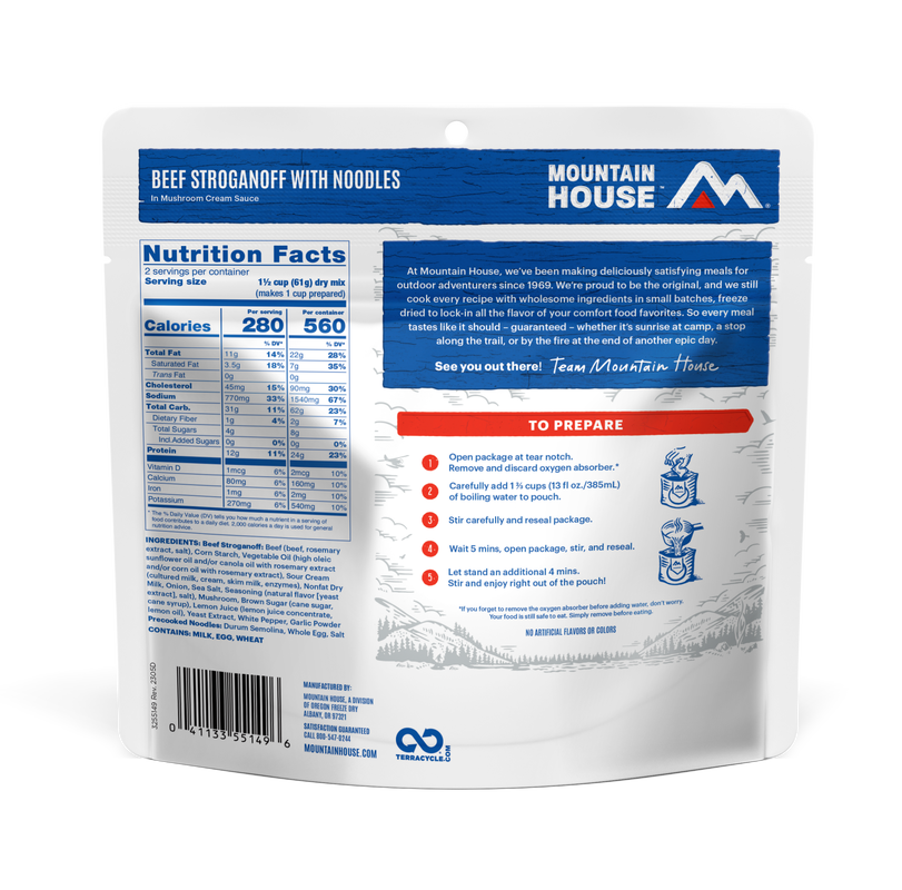 Mountain House - Beef Stroganoff with Noodles (2 Servings) - RTG Supply Co