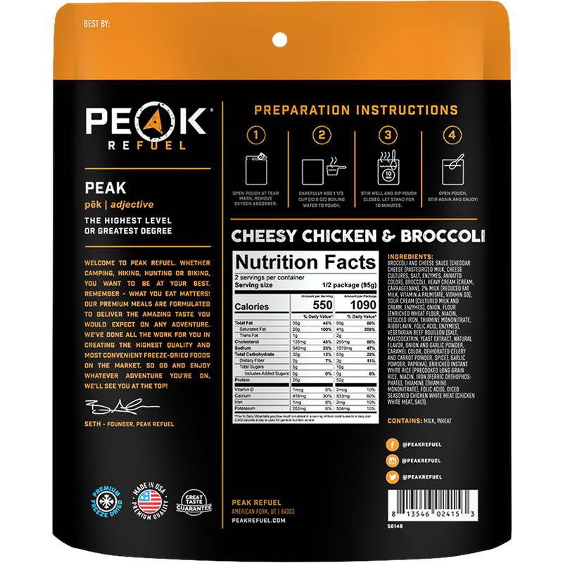 PEAK REFUEL - CHEESY CHICKEN & BROCCOLI - RTG Supply Co